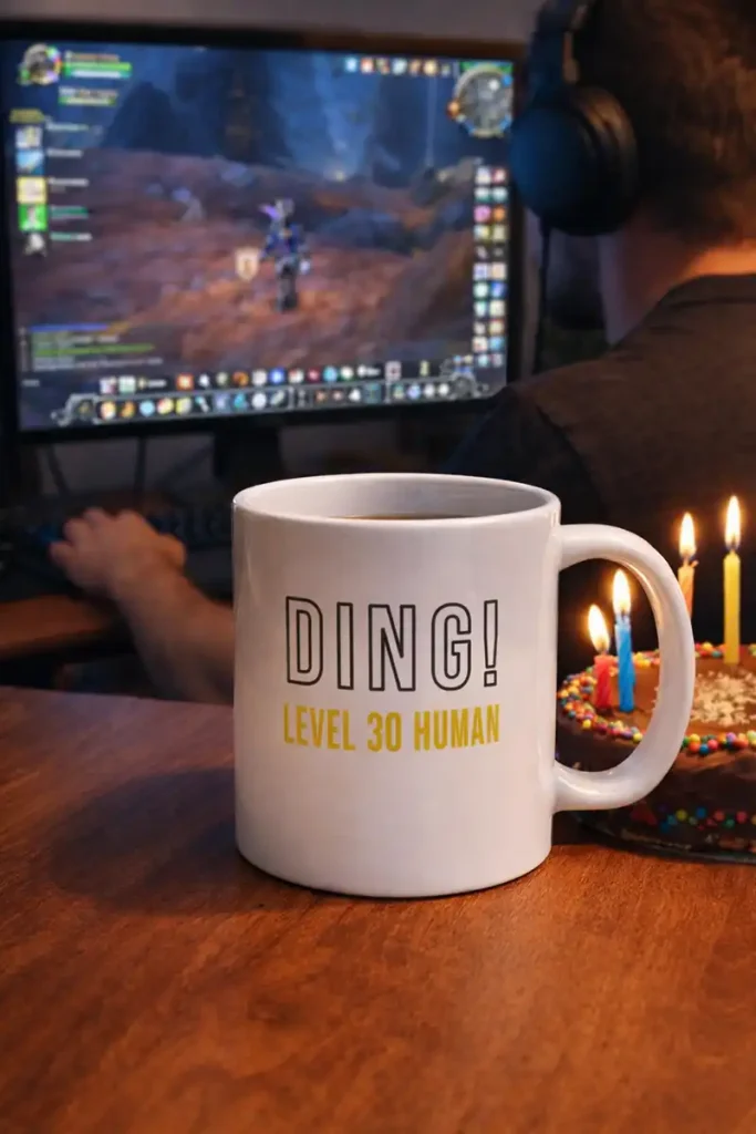 Ding! Level Up Personalized Birthday WoW Mug