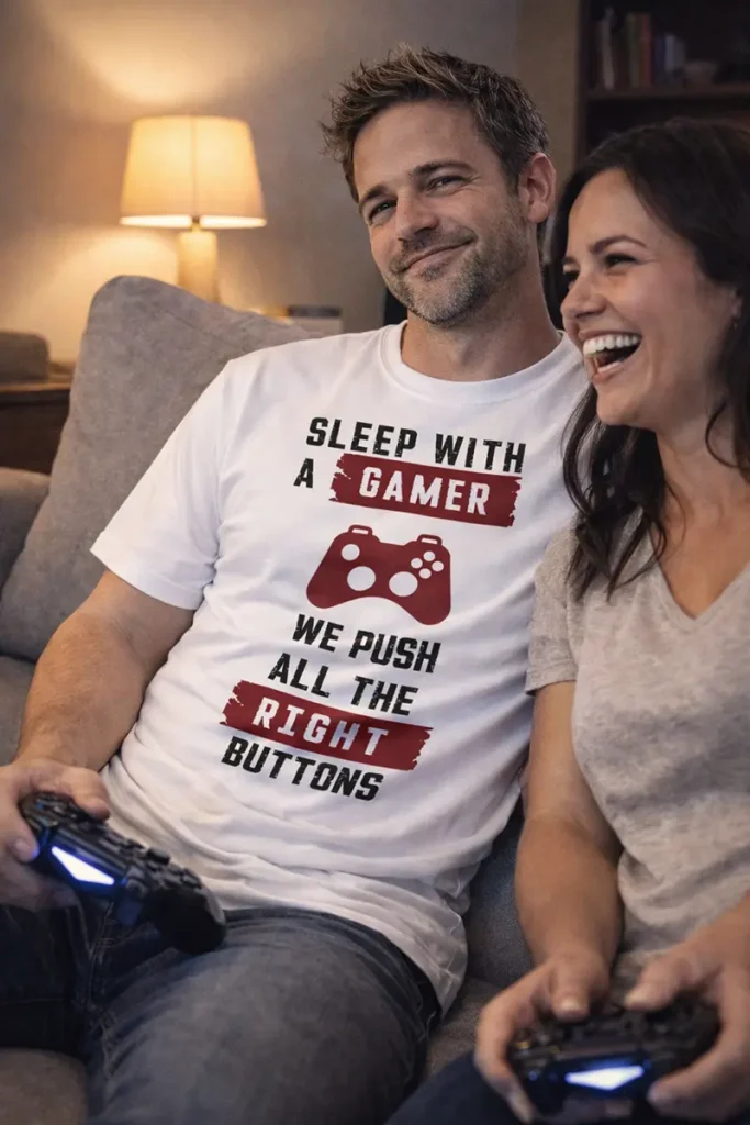 Sleep with a gamer we push all the right buttons T shirt