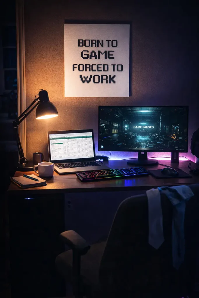 Born to Game Forced to Work Poster