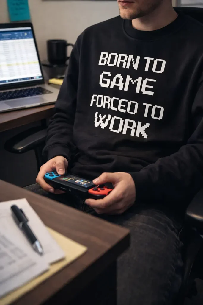 Born to Game Forced to Work Sweatshirt Crewneck
