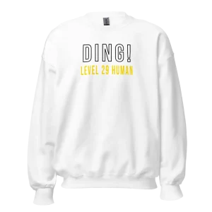 Ding! Level Up Personalized Birthday Sweatshirt white