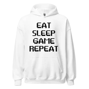 Eat Sleep Game Repeat Hoodie white