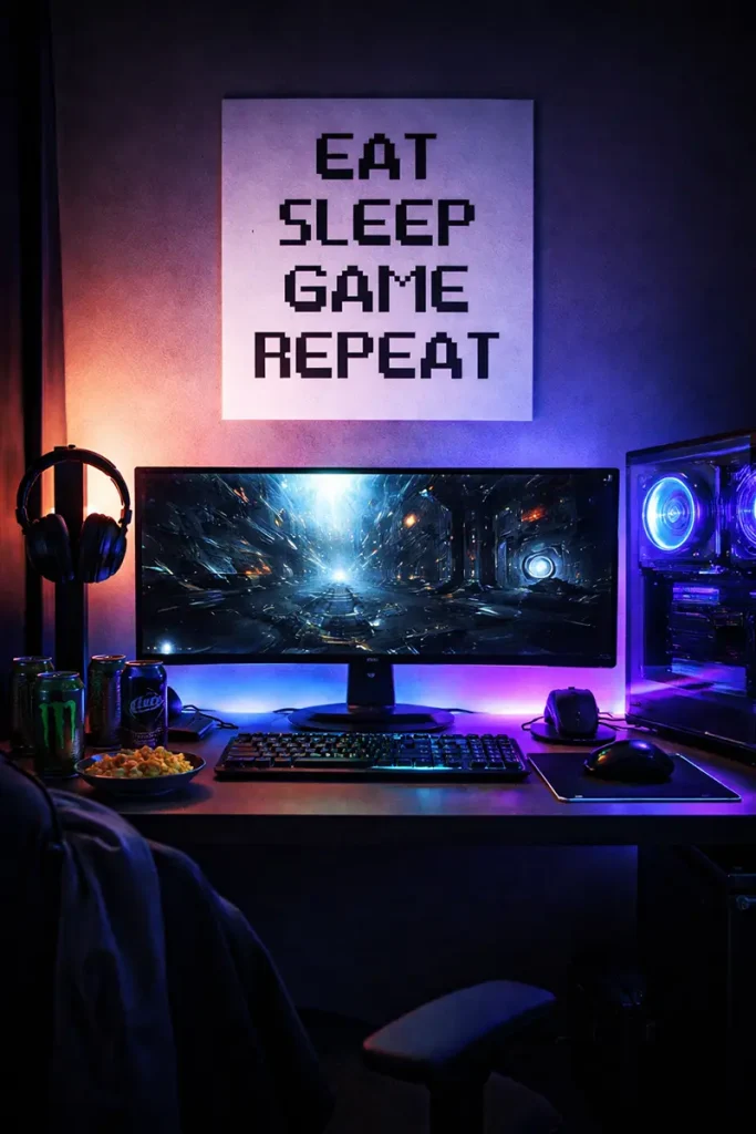 Eat Sleep Game Repeat Poster