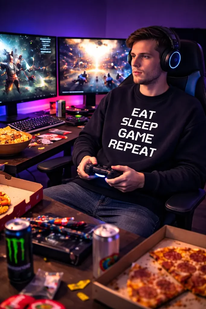 Eat Sleep Game Repeat Sweatshirt Crewneck