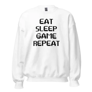 Eat Sleep Game Repeat Swetshirt white