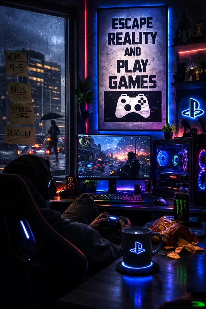 Escape Reality and Play Games Poster