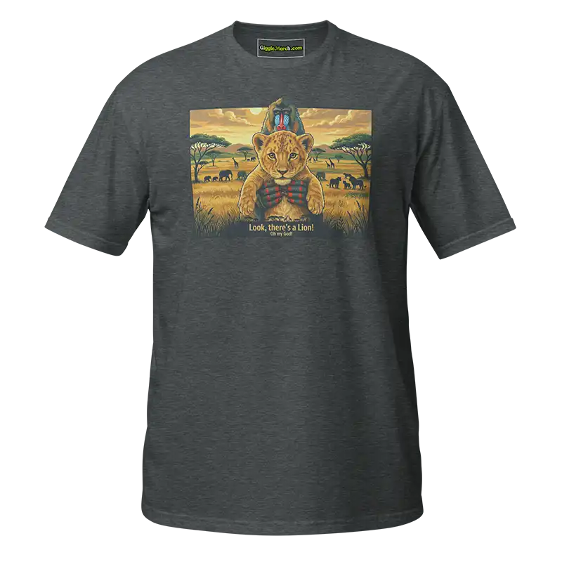 Look There's A Lion OMG T-shirt dark heather