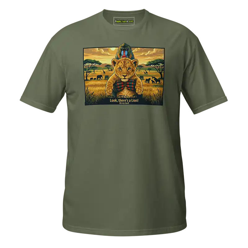 Look There's A Lion OMG T-shirt green
