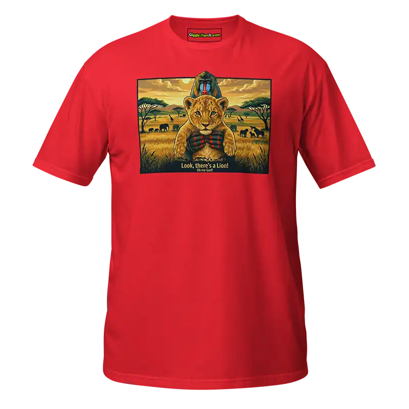 Look There's A Lion OMG T-shirt red