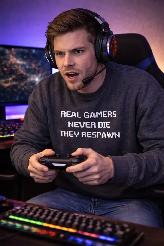 Real Gamers Never Die They Respawn Sweatshirt Crewneck