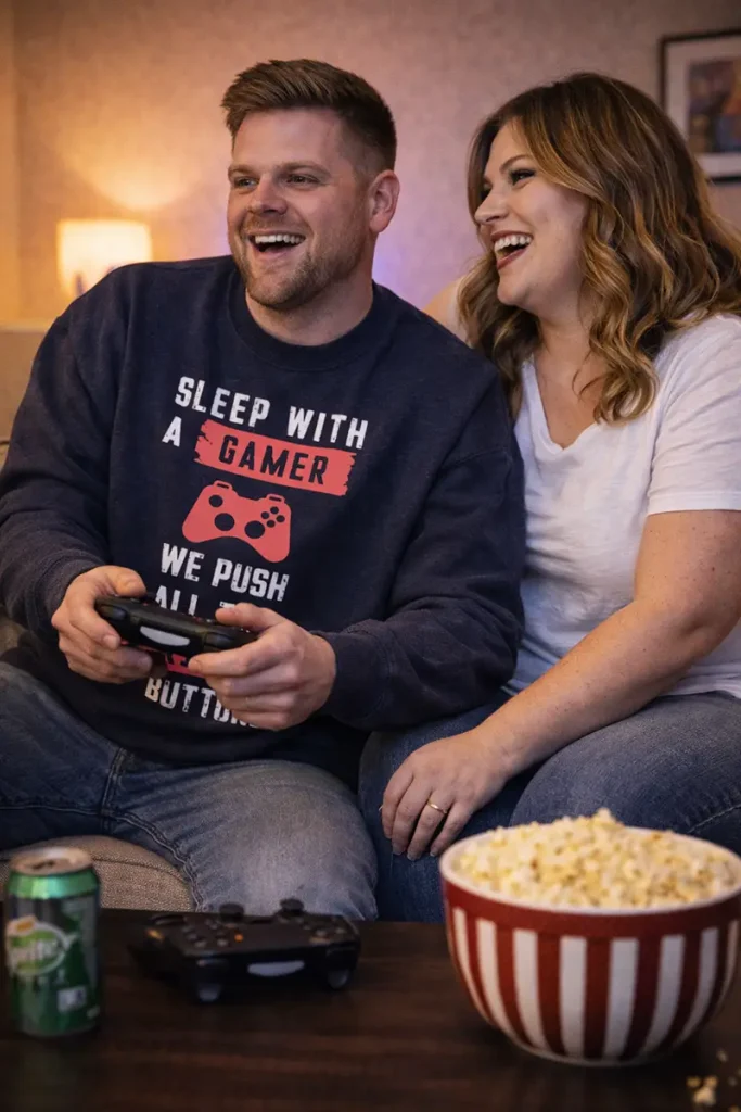 Sleep with a gamer we push all the right buttons Sweatshirt Crewneck