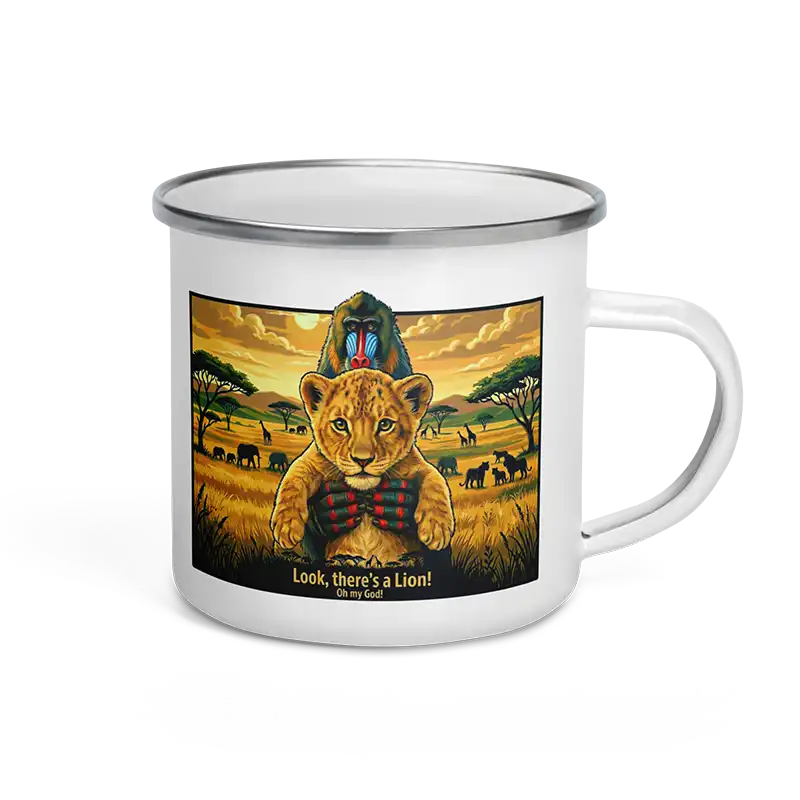 Look There's A Lion OMG Enamel Mug 12oz